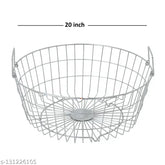 Stainless steel dish drainer, round basket (20inch dia, 9inch height), medium size for kitchen drying